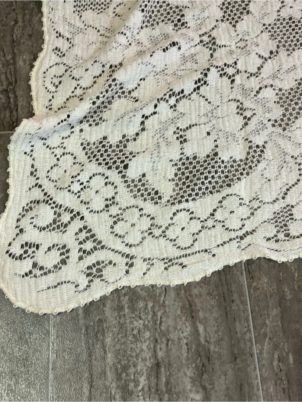 Vtg Quaker Lace Style Baroness Pattern Rectangular Tablecloth 70x52 White